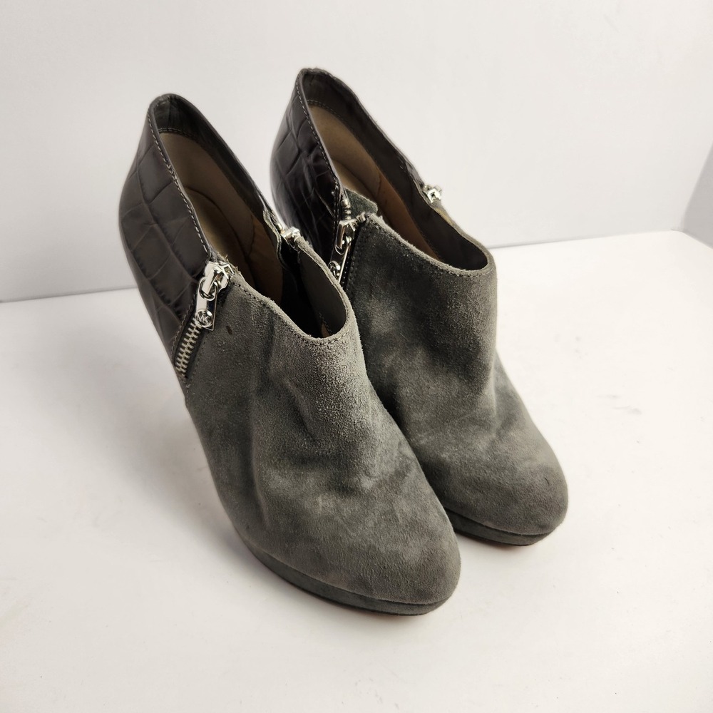 Michael‎ Kors York Women's Platform Side Zip Heeled Bootie Gray Size 6.5